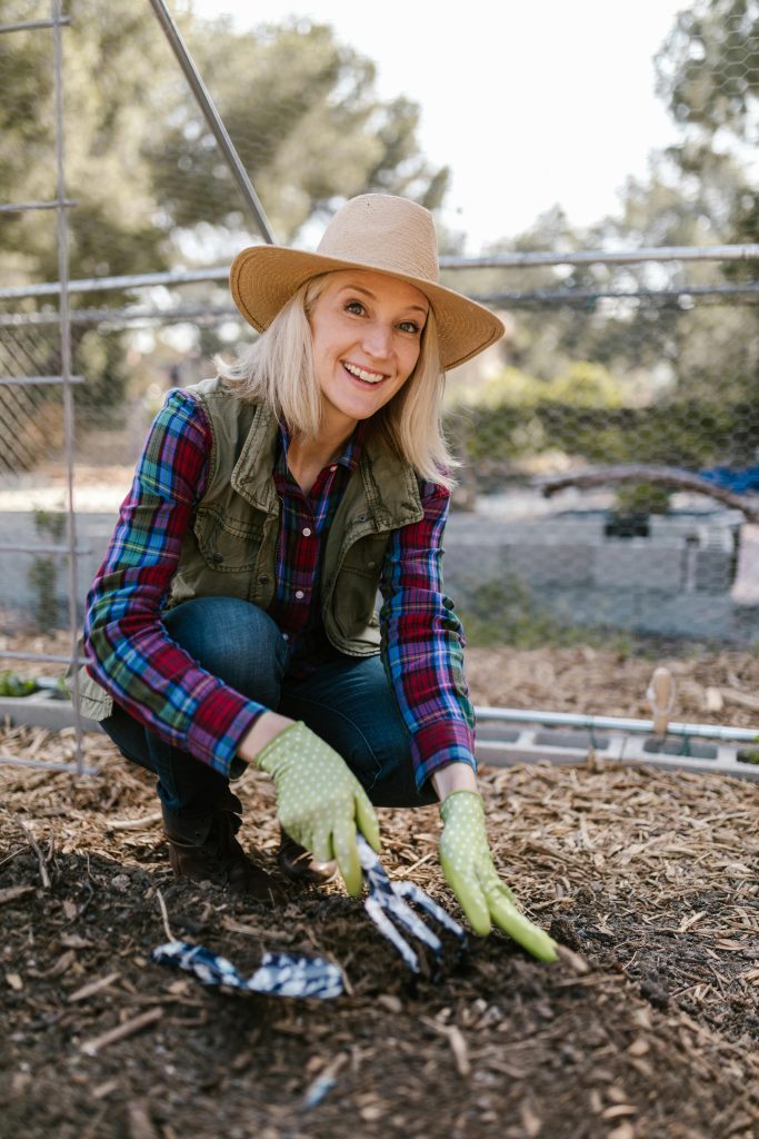 woman volunteering by planting